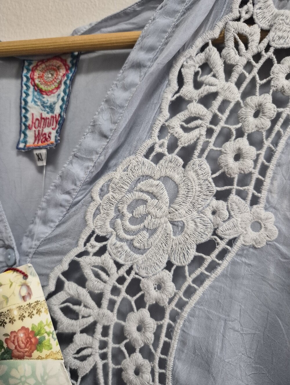 Johnny Was NWT Lace Floral Coastal Beachy Tunic Top Size XL READ FLAWED - Picture 3 of 8